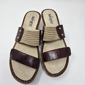 ALEGRIA LANA Women's Size 41 US 10.5 BROWN CLASSY Leather Wedge Sandals S7